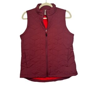 Duluth Trading Co Womens Agiloft Quilted Vest Burgundy Red Size S